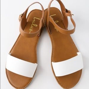 Brand New White and Tan Sandals